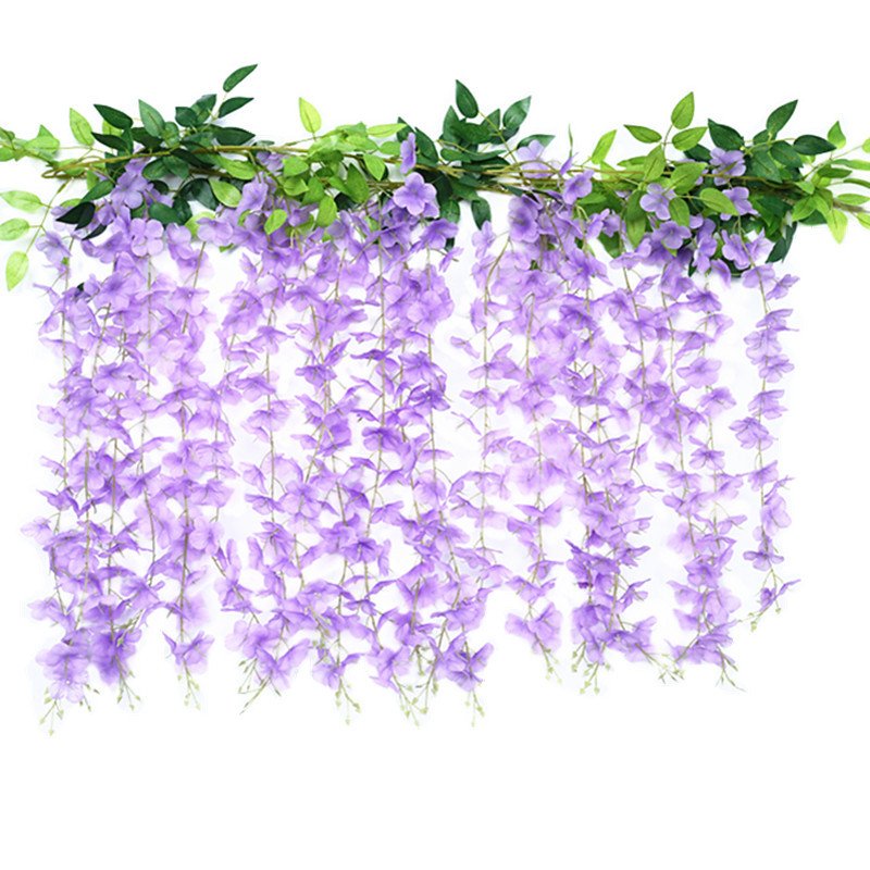 Popular Wisteria Artificial Flower Wisteria Hanging Flowers Wisteria Vine for Wedding Decoration Decorative Flowers & Wreaths