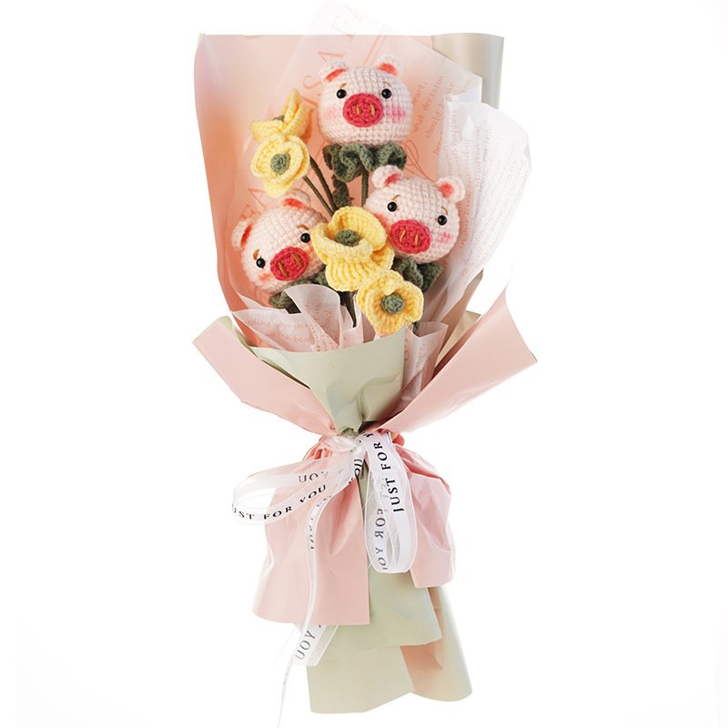 Suxinyi DIY Kit Yarn Crochet Material Set Tulip Bouquet Handmade Set Preserved Flower Proposal Wedding Birthday Gift Home Decor
