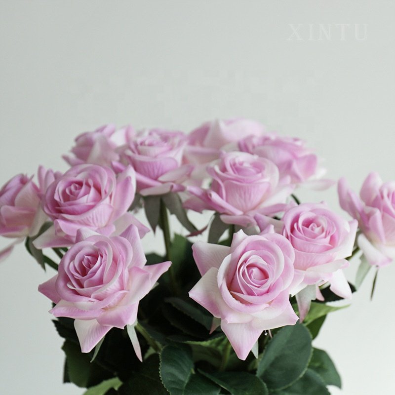 Real Touch Rose Branch Stem Rose Hand Feel Felt Simulation Decorative Artificial Rose Flowers for Home Wedding