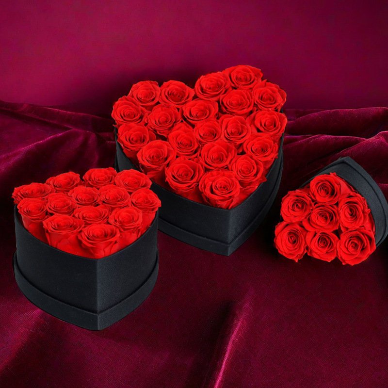 Factory Wholesale Preserved Box Roses Preserved Flower Eternal Roses In Heart Box Eternal Love Rose