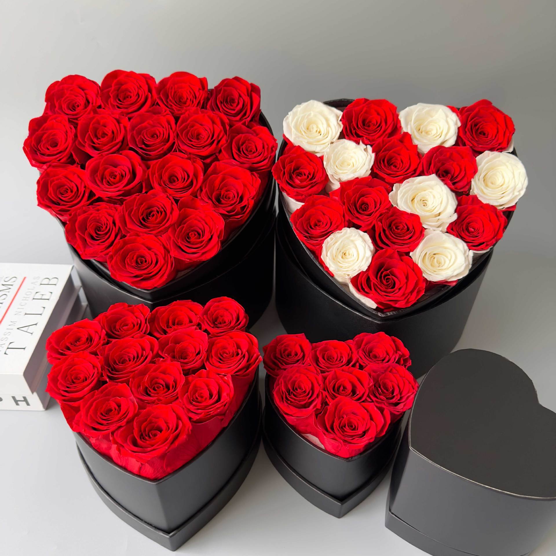 Factory Wholesale Preserved Box Roses Preserved Flower Eternal Roses In Heart Box Eternal Love Rose