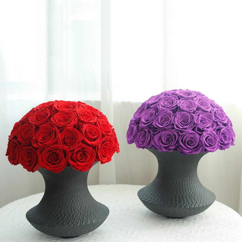 Home Deco Mother Day Gifts Handmade Preserved Flower Immortal Eternal Floral Deco Long Stem Real Preserved Rose in a Vase