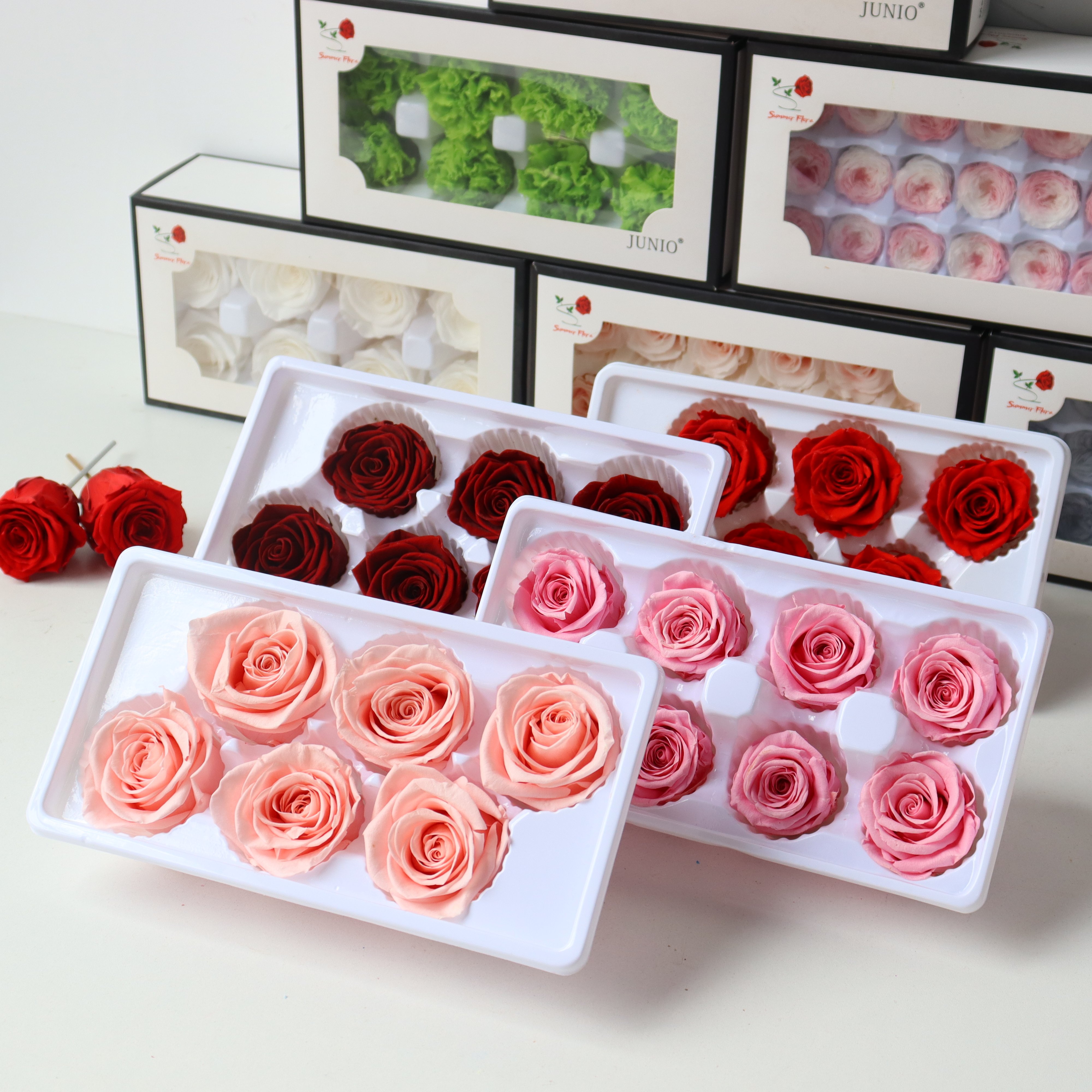 wholesale flowers rose eternal in box flower heads real touch forever long lasting decorative flowers preserved rose roses