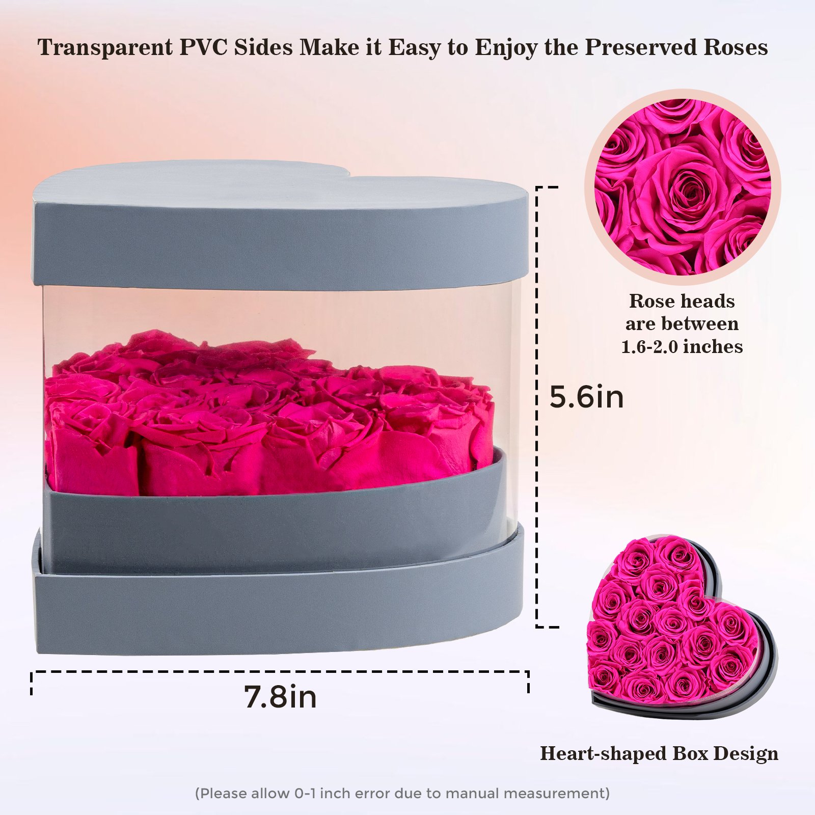Fiori Stabilizzati Pink Rosas Inmortales New Products 2024 Valentines Day Assorted Preserved Flowers Rose In Heart Gift Box