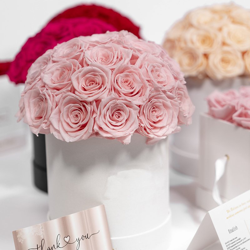 UKIQUEEN Everlasting Long Lasting Forever Eternal Flower Buds Preserved Real Roses Head in Box for Valentin Day Gift