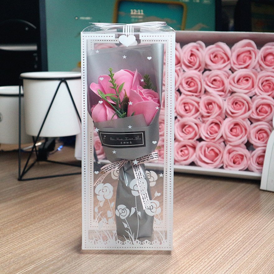Cheap Mother's Day Valentine's Day Christmas Day Soap Rose Bouquet Gift In Gift Box Carnation Soap Flowers With 3 Bouquets
