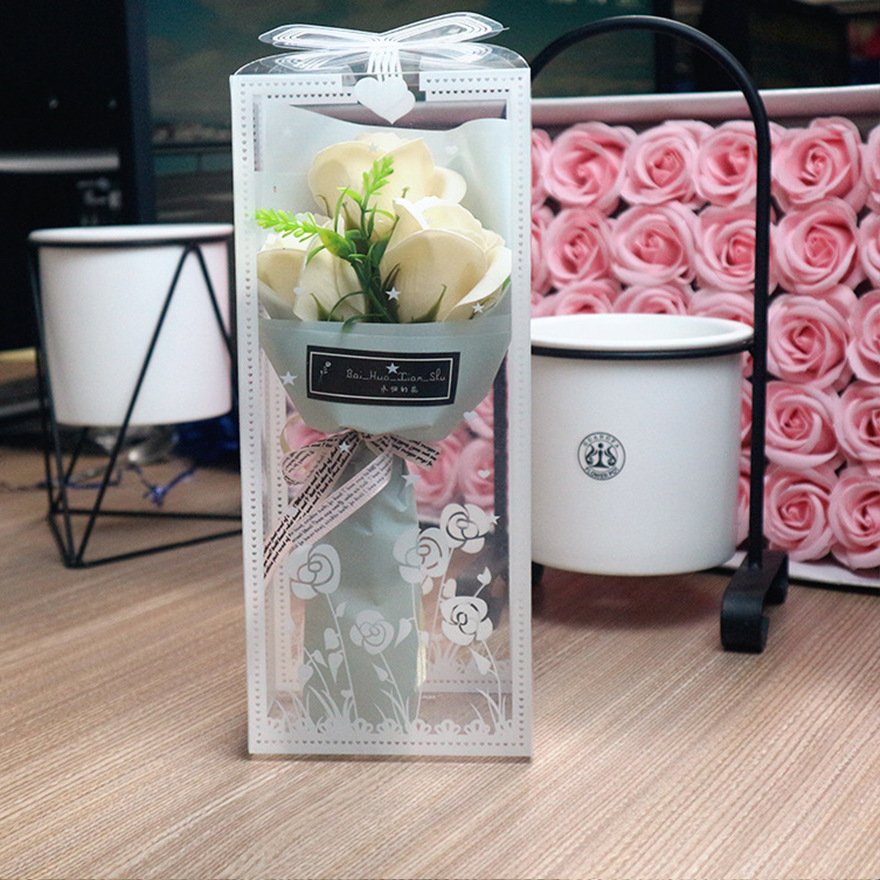 Cheap Mother's Day Valentine's Day Christmas Day Soap Rose Bouquet Gift In Gift Box Carnation Soap Flowers With 3 Bouquets