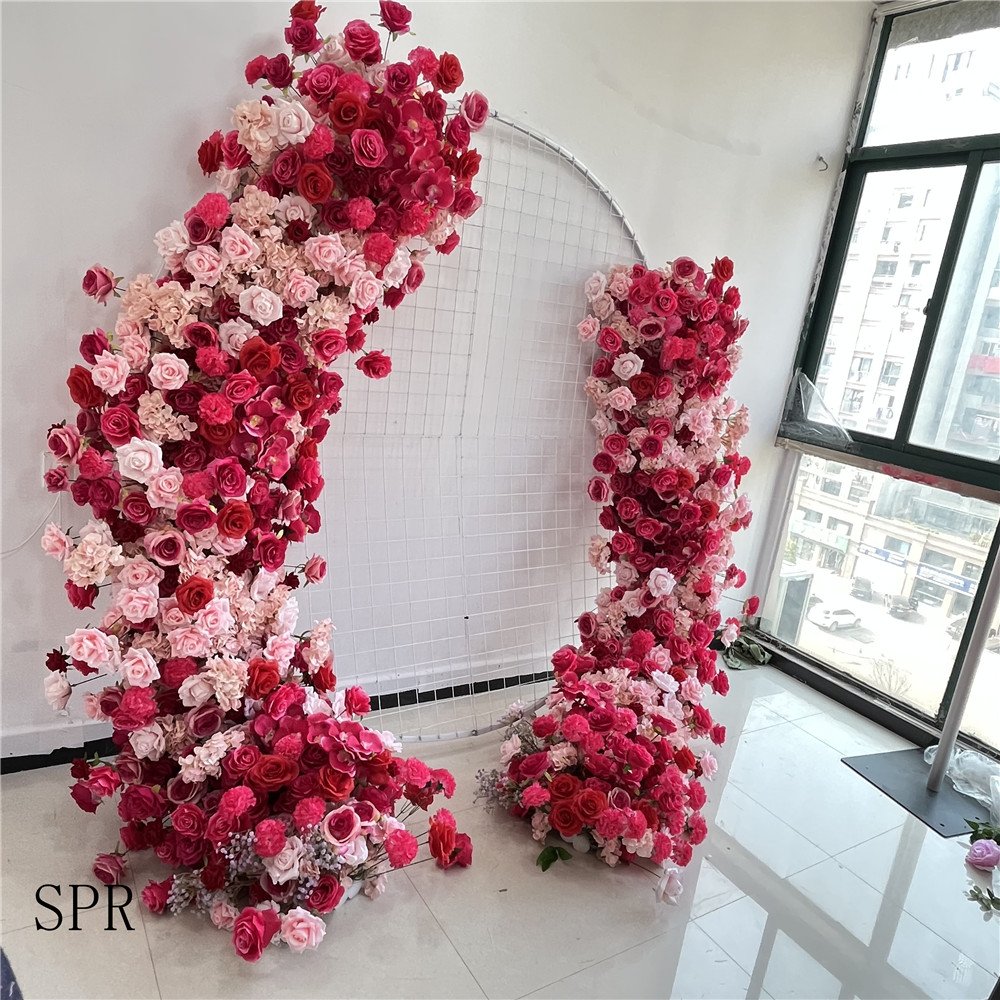 SPR Pampas Flower Ceremony Artificial Rose Gypsophila Wedding Party Decoration Romantic Bouquet Table Floral Runner Flower