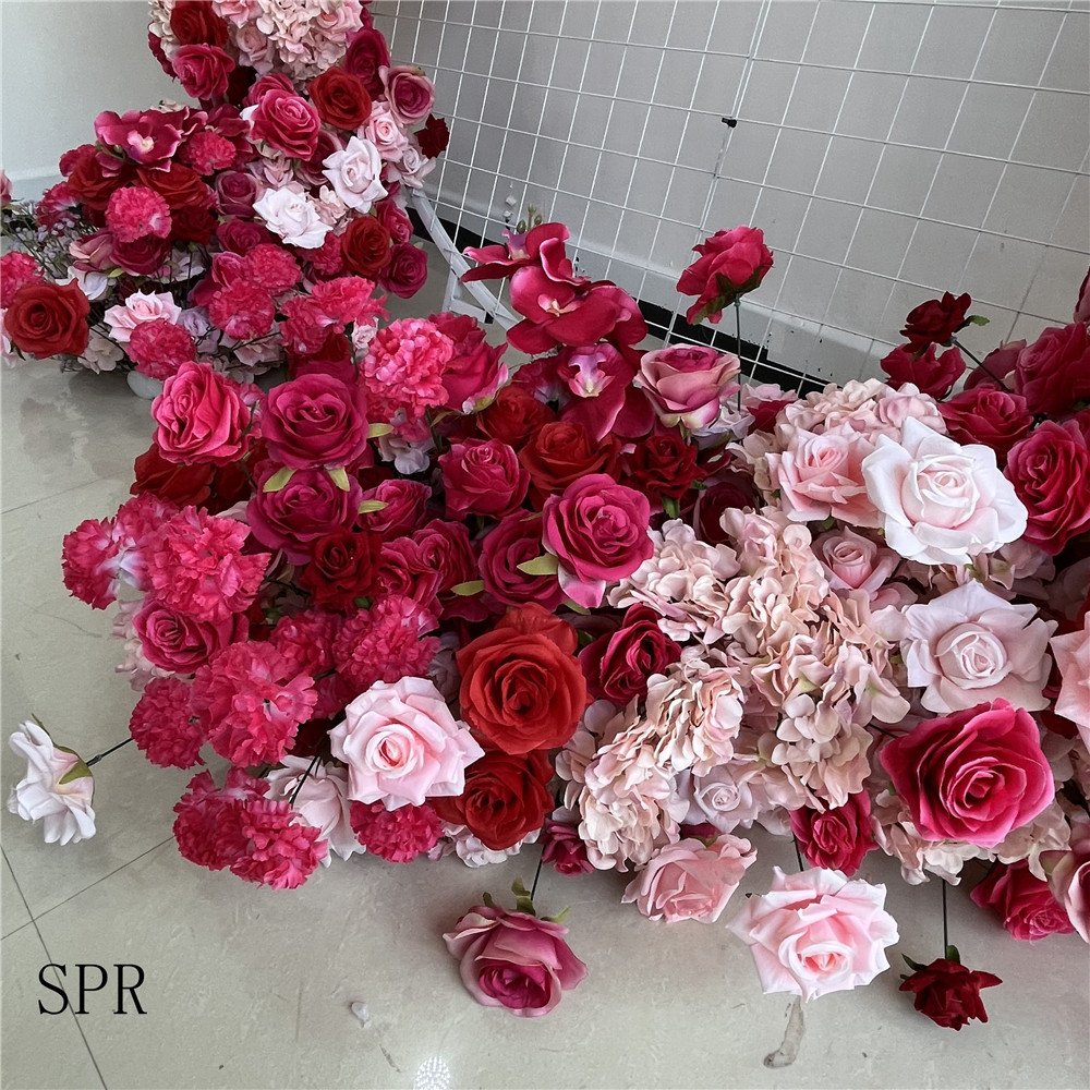 SPR Pampas Flower Ceremony Artificial Rose Gypsophila Wedding Party Decoration Romantic Bouquet Table Floral Runner Flower