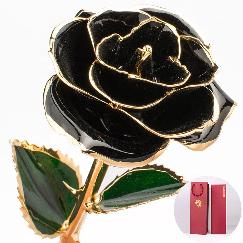 Dipped Rose Gold Plated Real Rose 24K Wholesale Handmade 24K Mother's Day Decorative Flowers & Wreaths Long Lasting