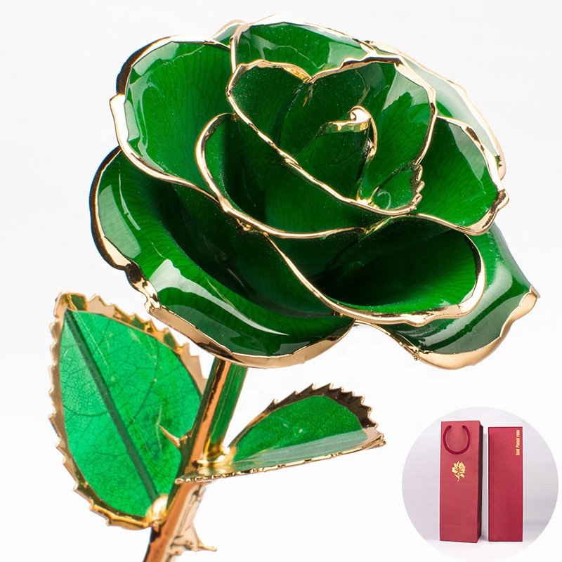 Dipped Rose Gold Plated Real Rose 24K Wholesale Handmade 24K Mother's Day Decorative Flowers & Wreaths Long Lasting