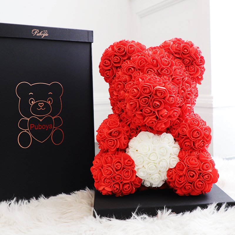 Hot Products artificial love artificial flowers gift bear For valentine flower rose bear