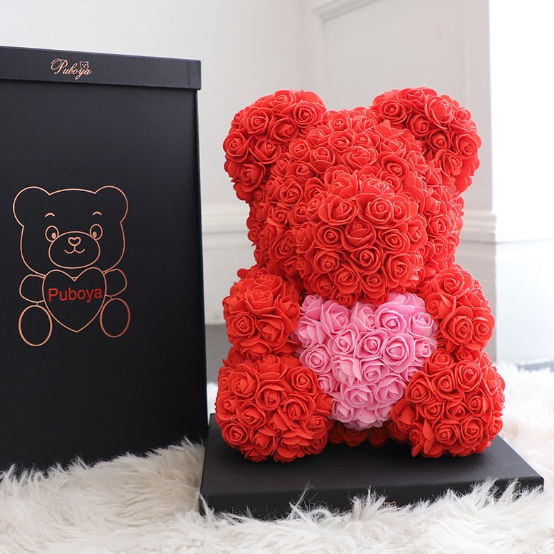 Hot Products artificial love artificial flowers gift bear For valentine flower rose bear
