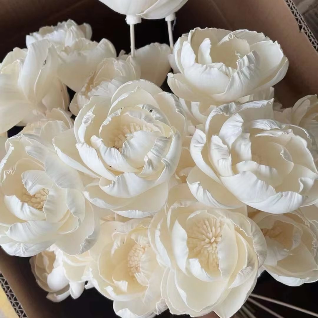 8cm Sola Wood Flower Peony Head Air Freshener Reed Fiffuser Home Flower Arrangement Desktop Decoration Diffuser