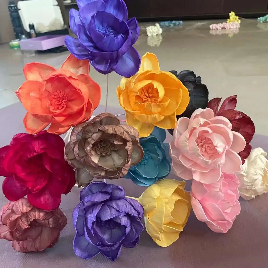8cm Sola Wood Flower Peony Head Air Freshener Reed Fiffuser Home Flower Arrangement Desktop Decoration Diffuser