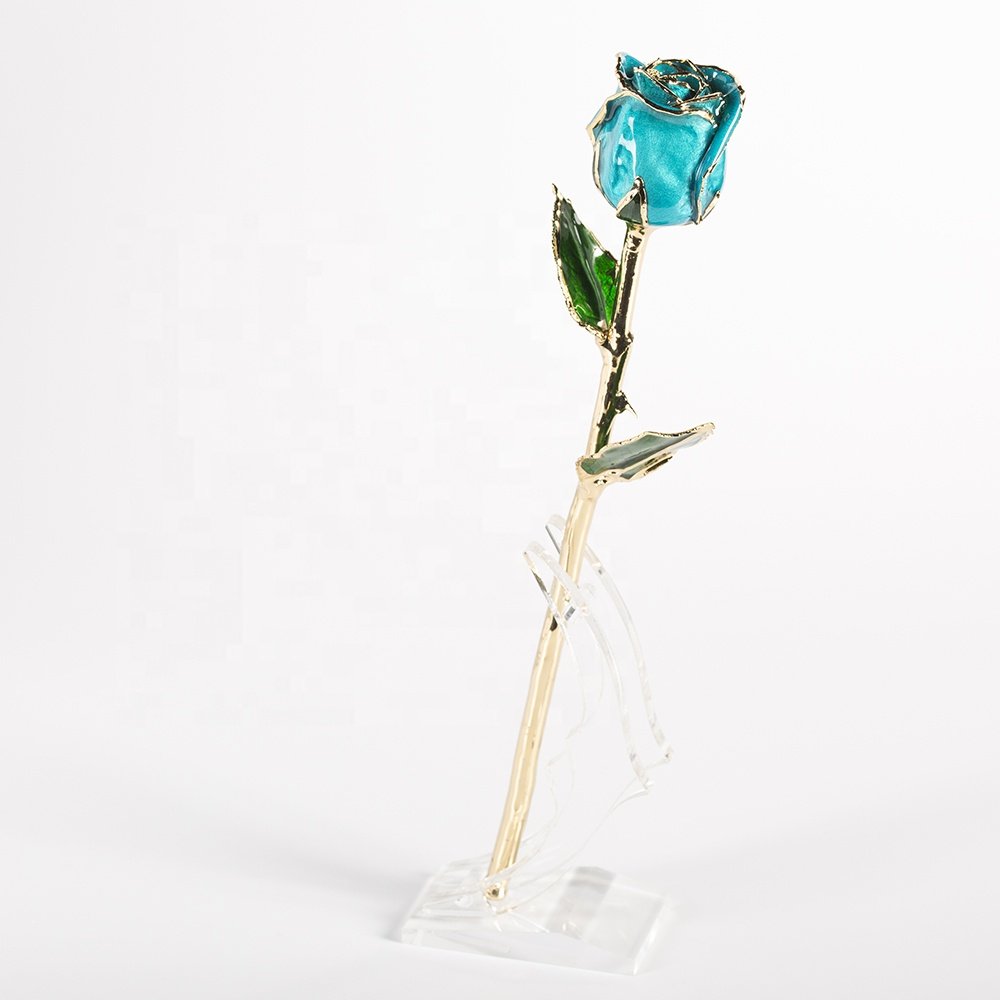 gold plated natural rose fresh Rose with Stem Present rose gift valentine mother day handmade preserved rose