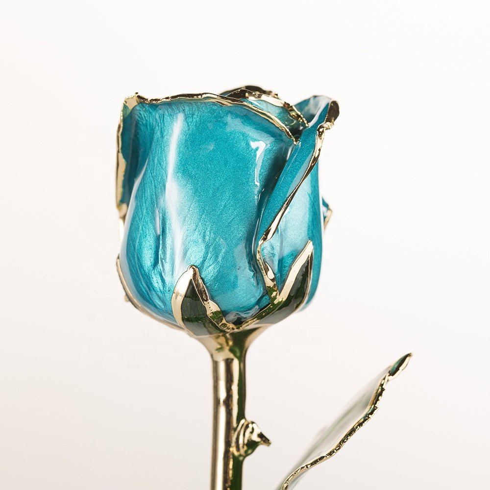 gold plated natural rose fresh Rose with Stem Present rose gift valentine mother day handmade preserved rose