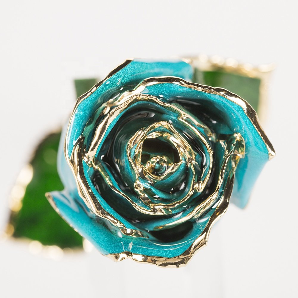 gold plated natural rose fresh Rose with Stem Present rose gift valentine mother day handmade preserved rose