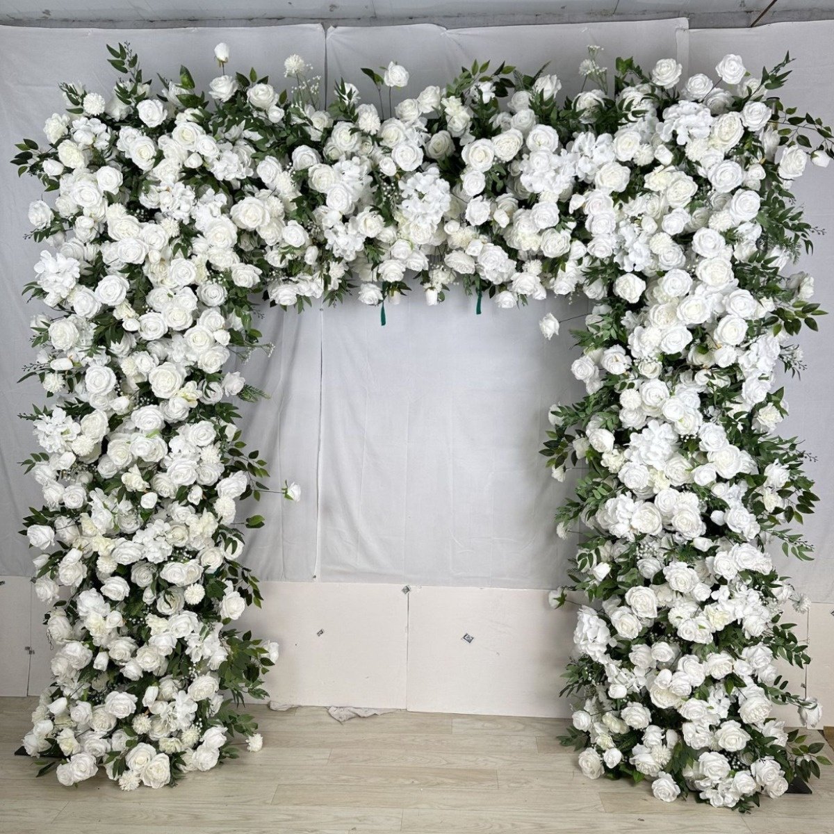O-W042 Customs 3D 5D Flower Arch Decoration Roll Up Cloth Flower Arch Backdrop 8ftx8ft Silk Artificial Flower Wall Curtain