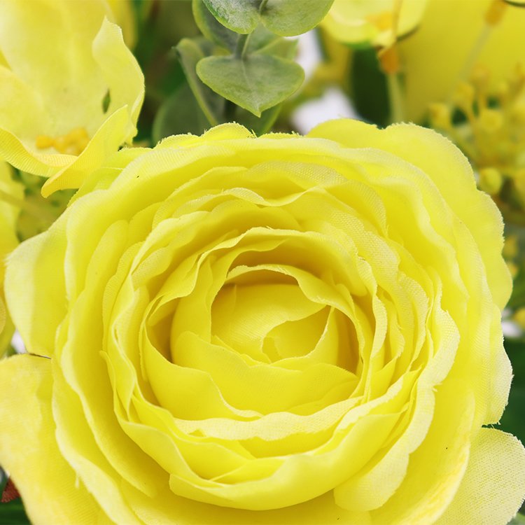 High Quality 32cm Artificial Buttercup Flower Wreath Cassia Seed Decorative Plants Latest Preserved Flowers & Plants