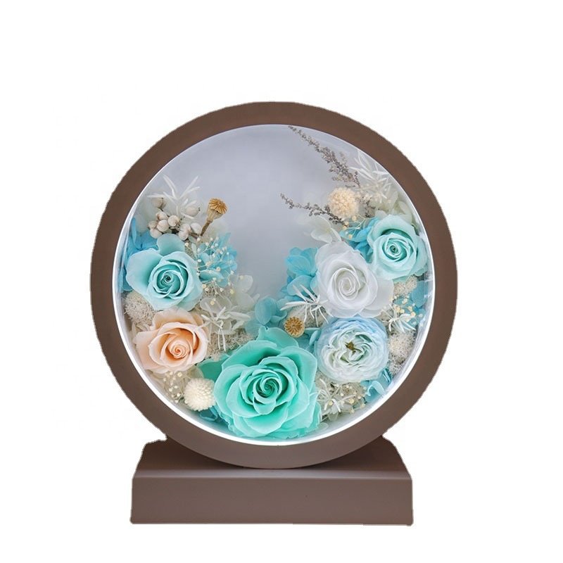 Fashion Preserved Flowers Glass Table Lamp Modern Style Simple Bedroom Bedside Decoration Real Rose Table Lamp The Best Gift