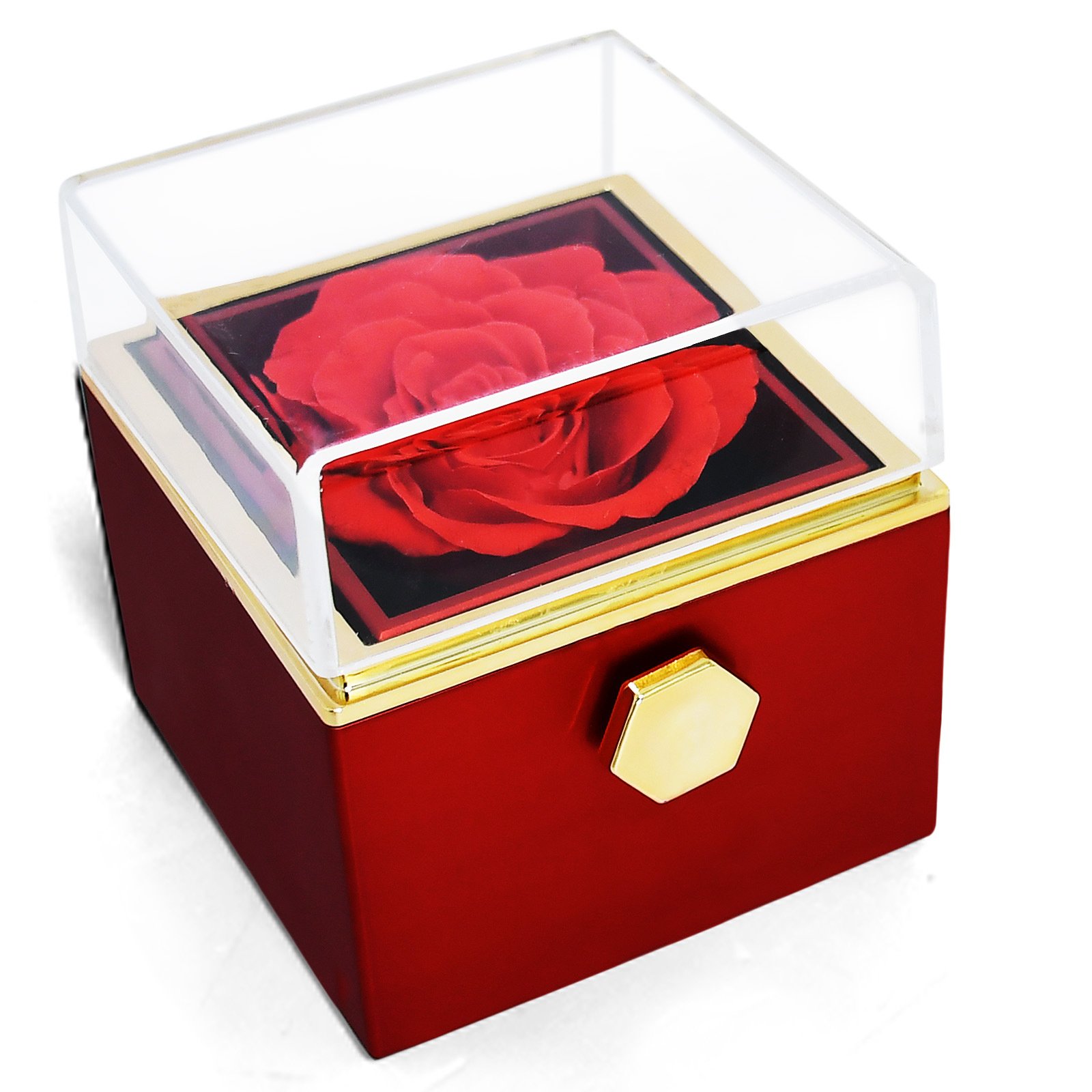 Eternal Forever Preserved Roses Preserved Flowers in Gift Box for Decoration Rotating Rose Jewelry Packaging Box