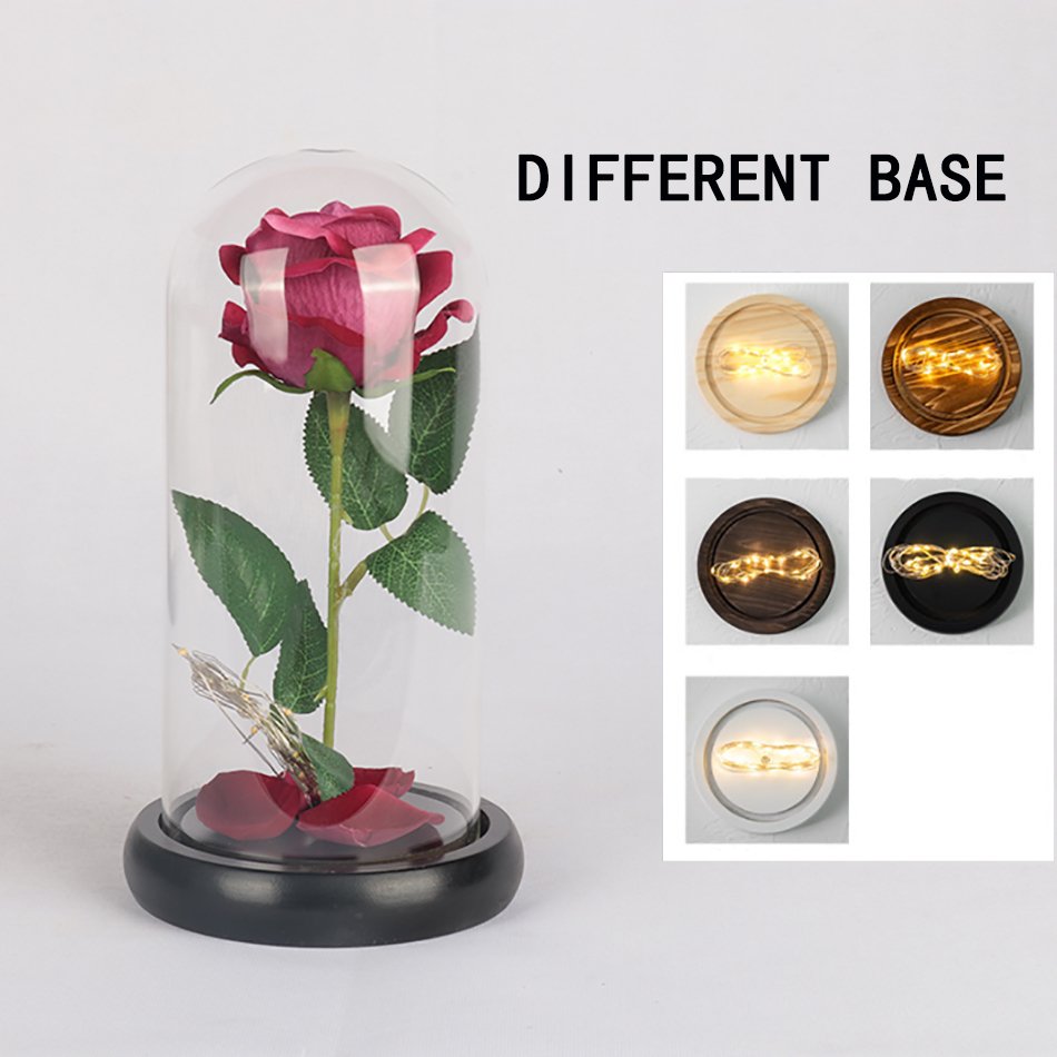 wholesale glass dome enchanted everlasting colorful artificial roses forever eternal natrral preserved flower rose gift led dome