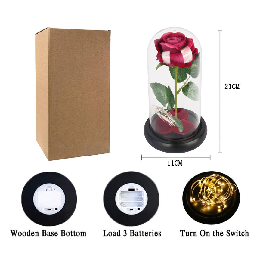 wholesale glass dome enchanted everlasting colorful artificial roses forever eternal natrral preserved flower rose gift led dome