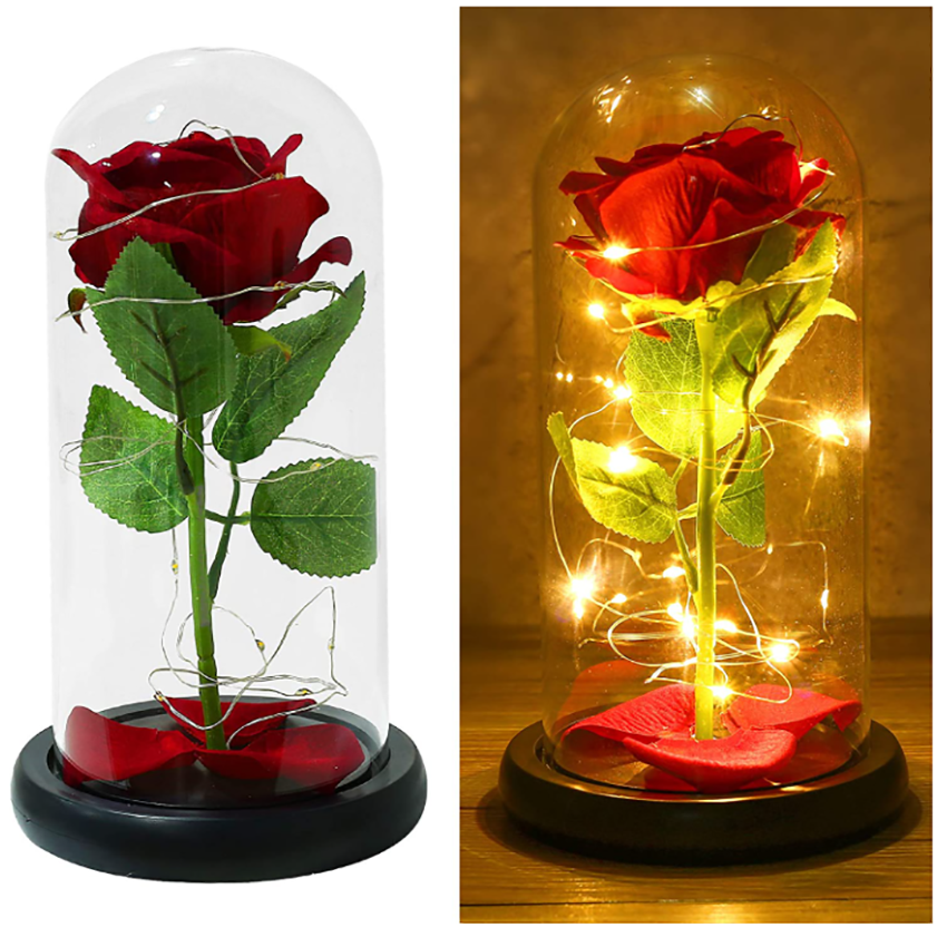 wholesale glass dome enchanted everlasting colorful artificial roses forever eternal natrral preserved flower rose gift led dome