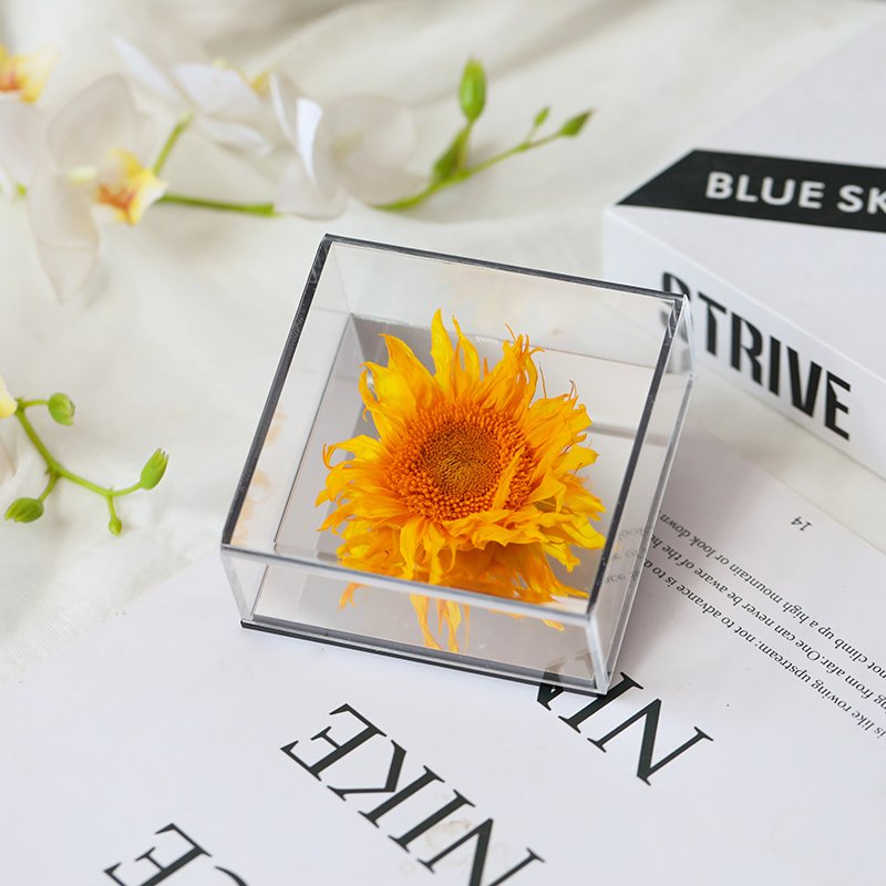 Acrylic Boxes Eternity Fleur Eternal Sunflower Preserved Roses Valentine Day Christmas Gift Forever Flower Chinese New Year Box
