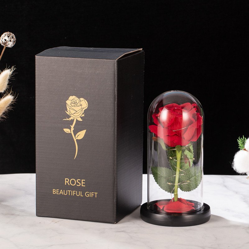 Eternal life flower glass cover simulation rose night light Valentine's Day Qixi Festival gift decoration