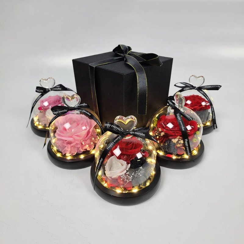 2022 Factory Wholesale Valentine's Mother's Day Gift Preserved Flowers Preserved Rose In Glass