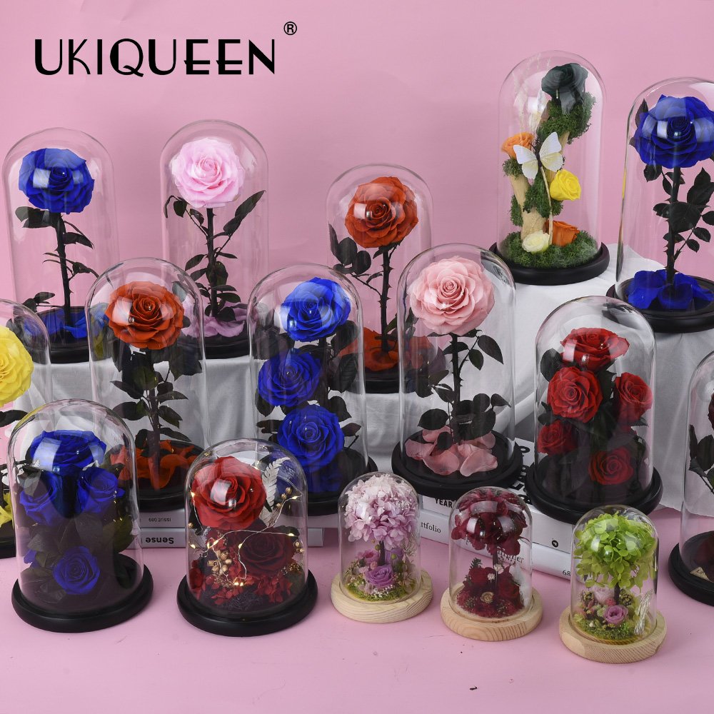 2022 Factory Wholesale Valentine's Mother's Day Gift Preserved Flowers Preserved Rose In Glass