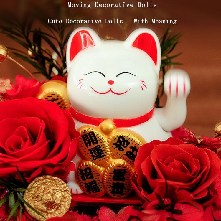 High Quality Lucky Cat Preserved Flower Glass Cover Ornament Handmade Real Eternal Rose Lucky Cat In Glass Dome