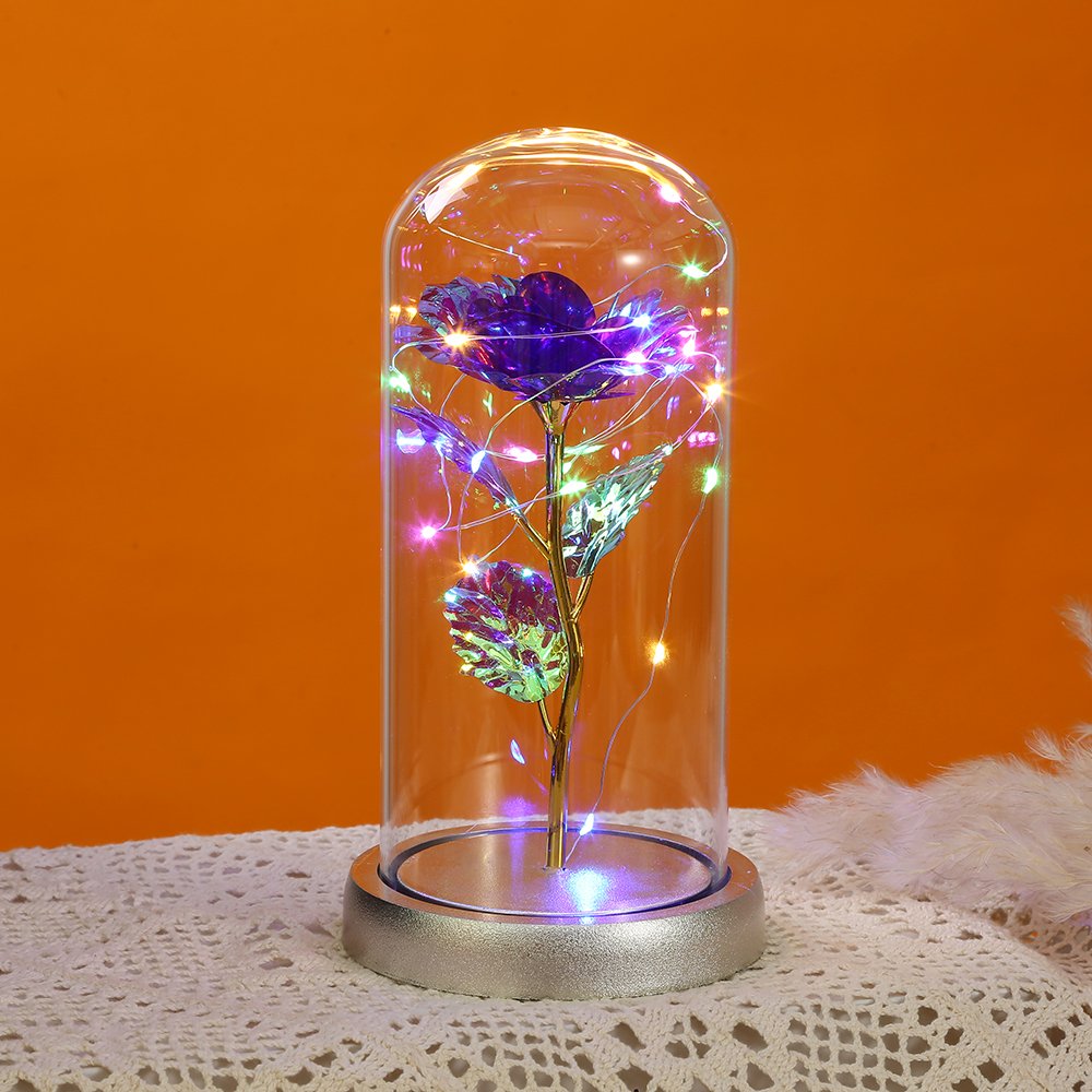 2023 New Artificial Rose Flower in Glass Dome Luminous Rose for Girlfriend Gift