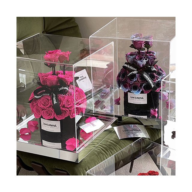 AM-PFE72 Ammy Immortal Forever flowers garden Acrylic Gift Box Valentine's Day Gifts Eternal Preserved Fresh Flowers in Box