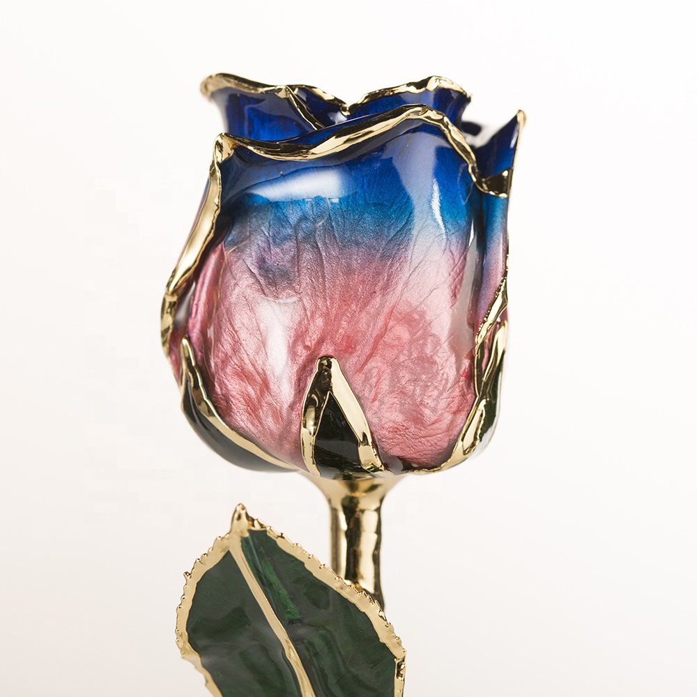 Gold trimmed rose Preservied rose for valentine mother day Christmas gifts handmade Eternal rose