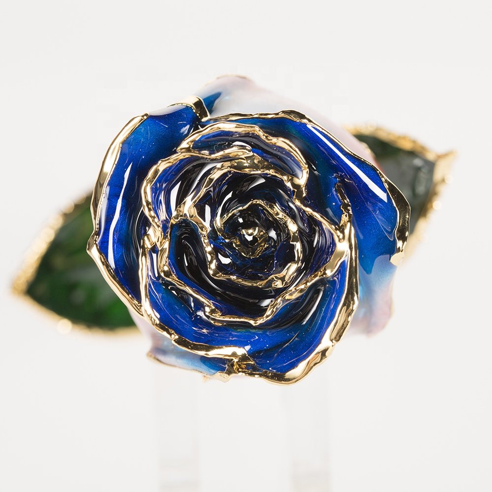 Gold trimmed rose Preservied rose for valentine mother day Christmas gifts handmade Eternal rose
