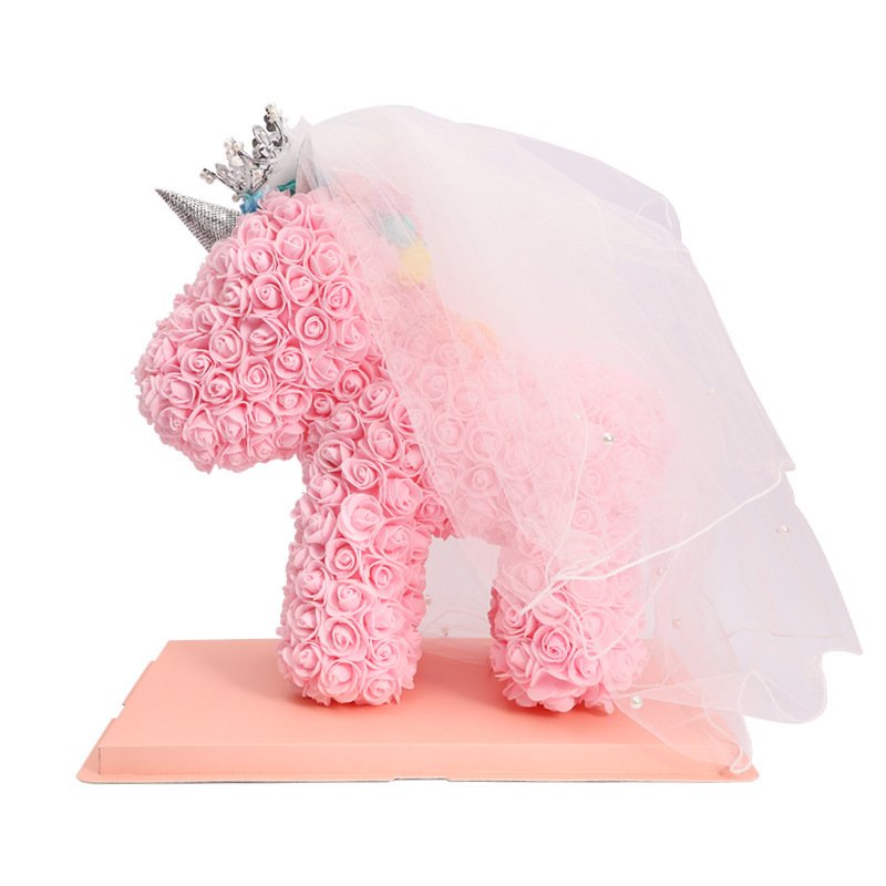 YX Creative LED Light Unicorn Bouquet Artificial Soap Rose for Kids and Adults Home Decoration and Christmas Gift
