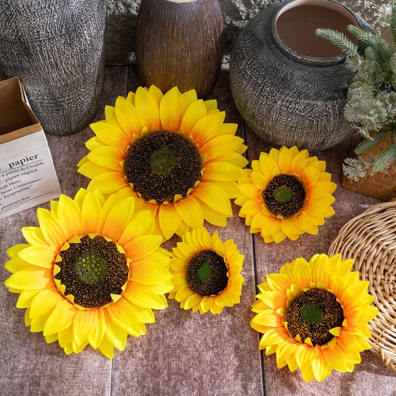 MW33221 Decorative Giant Artificial Flowers Fabric Yellow Sunflower Flower Heads in stock in various sizes For Decoration