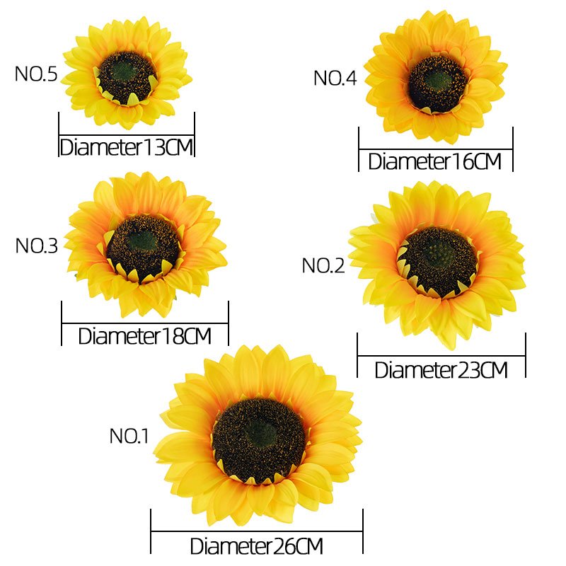MW33221 Decorative Giant Artificial Flowers Fabric Yellow Sunflower Flower Heads in stock in various sizes For Decoration