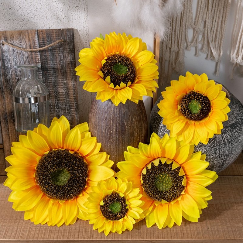 MW33221 Decorative Giant Artificial Flowers Fabric Yellow Sunflower Flower Heads in stock in various sizes For Decoration