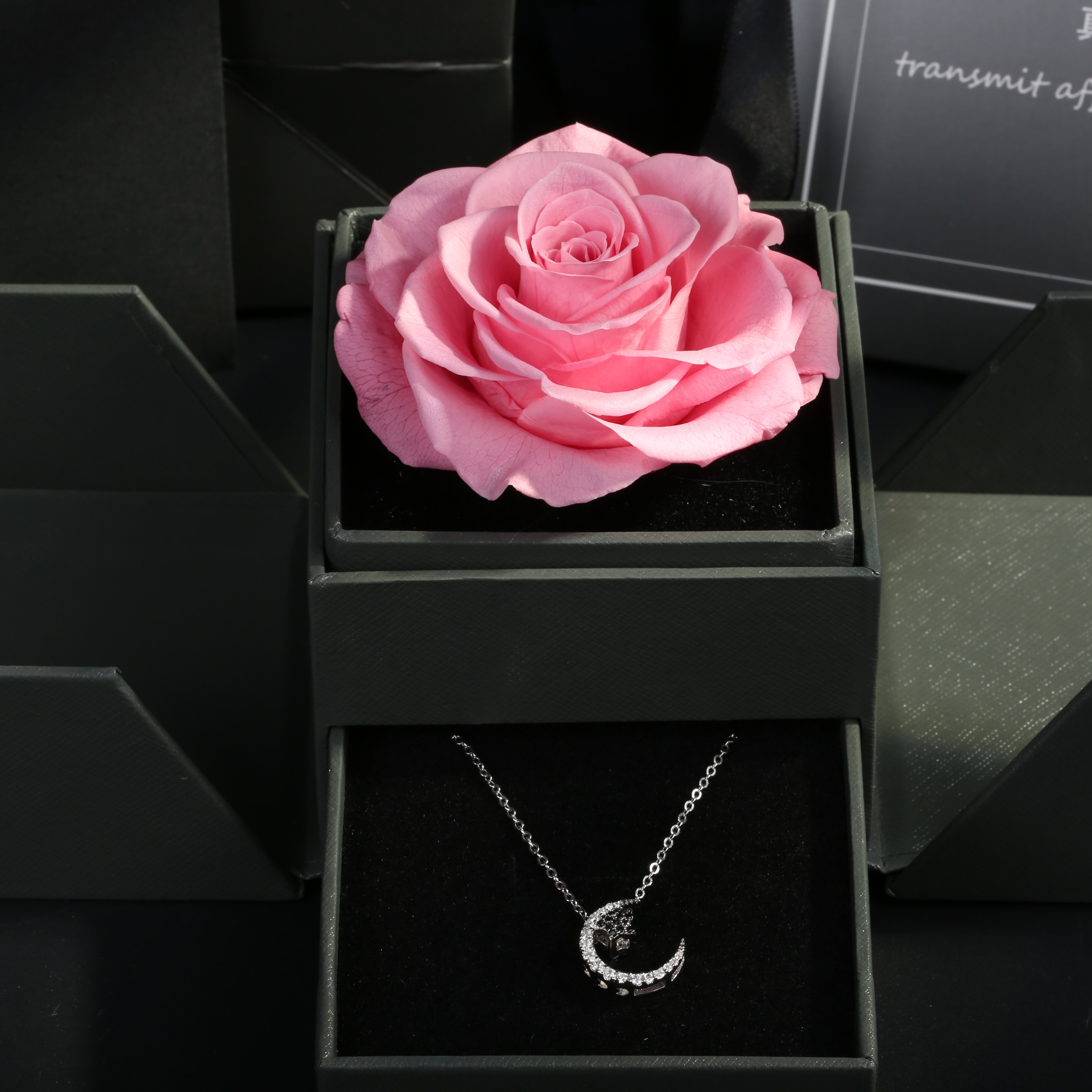 Preserved flower preserved rose exquisite eternal flower in acrylic jewelry box for valentine's gift
