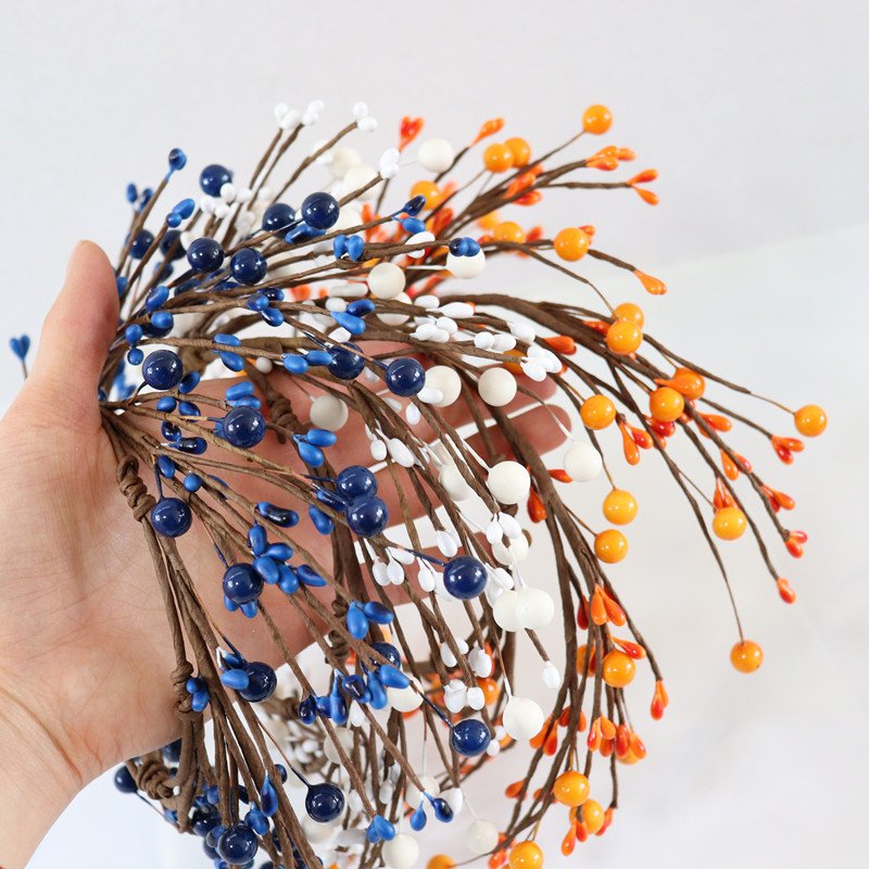 Orange white blue PIP plastic berry candle garland artificial berry rings for Christmas decorations