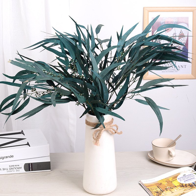 Preserved natural Eucalyptus leaf branches, decorative long green leaves flower, home decor