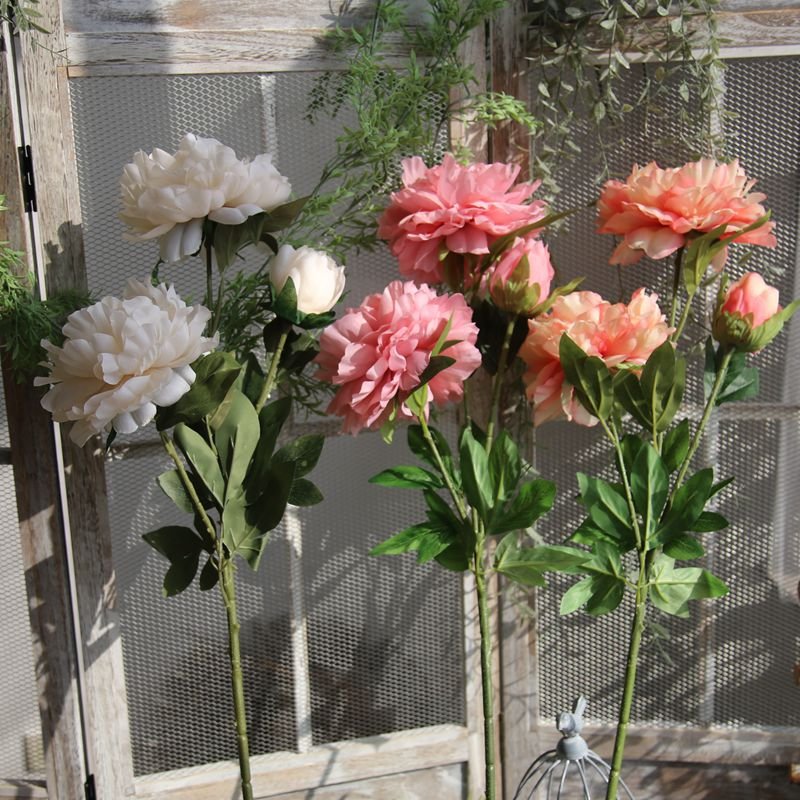 M569 wholesale silk peonies artificial white peony