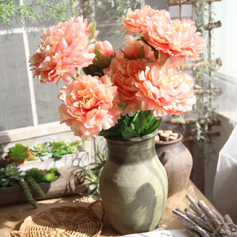 M569 wholesale silk peonies artificial white peony