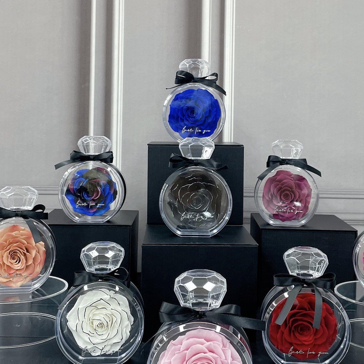 Wholesale Creative Valentine's Day Birthday Mini Gift Box Preserved Single Big Rose immortal Eternal Flower in Acrylic Box