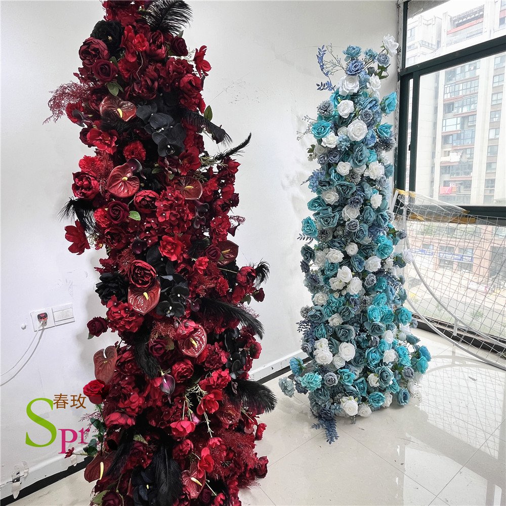SPR Bridal Bouquet Custom Butterfly Wedding Artificial Row Arrangement Full Table Flower Ball 240CM(8ft) Silk Flower runner