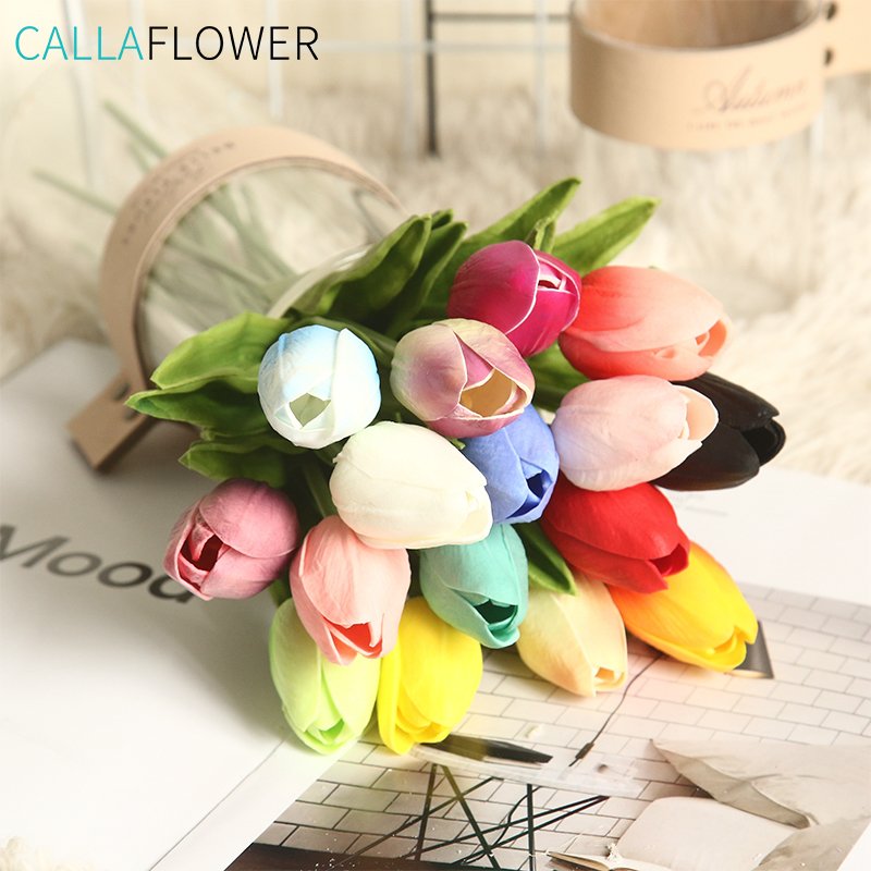 MW08081 Tulips Artificial Real Touch Flower Wholesale PU Artificial Tulip Flowers Artificial Plants Home Wedding Decoration